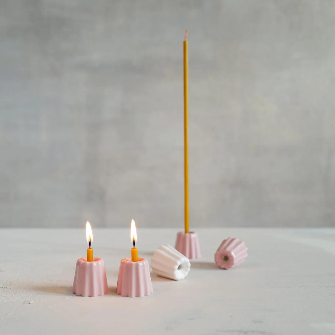 OVO Things %uyum_store% Canelé Porcelain Candle Holder | Pink Candle Holders